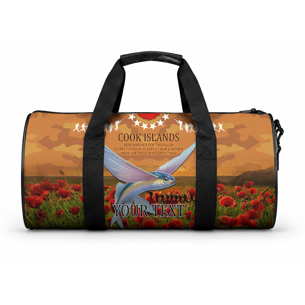 Cook Islands ANZAC Day Personalised Duffle Bag with Poppy Field