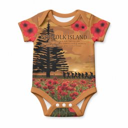 Norfolk Island ANZAC Day Personalised Baby Onesie with Poppy Field