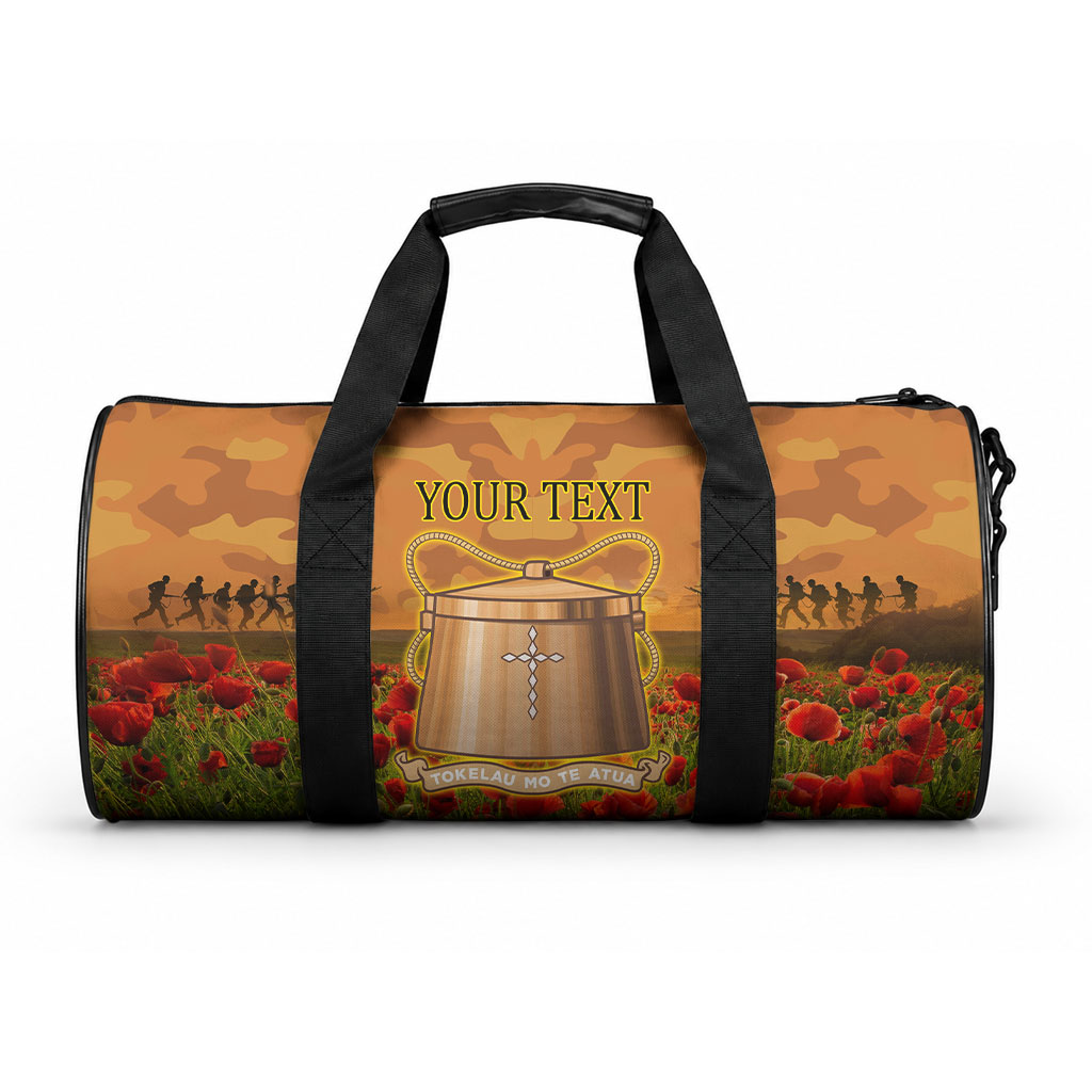 Tokelau ANZAC Day Personalised Duffle Bag with Poppy Field