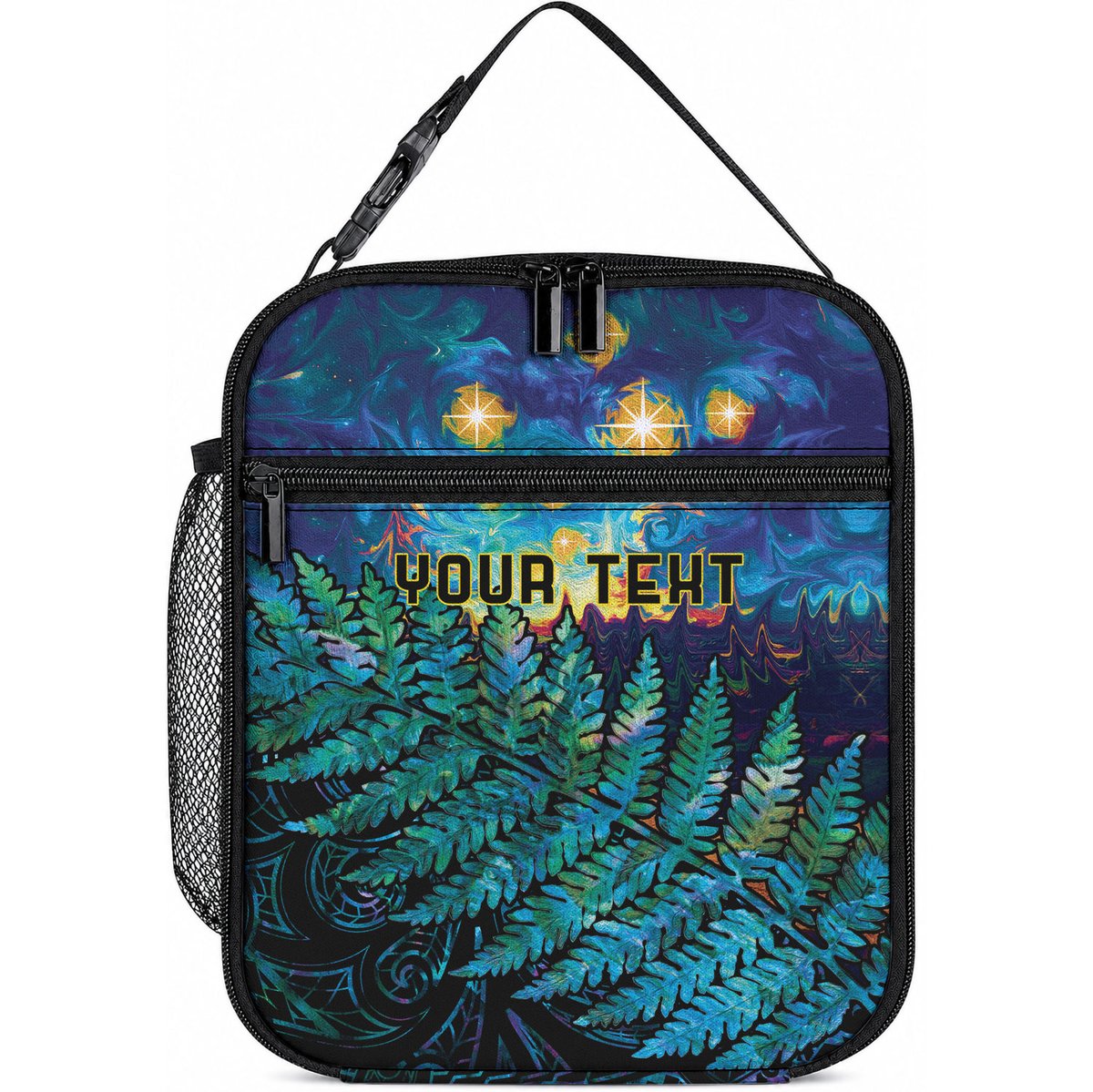Matariki Te Tau Hou Maori Personalised Lunch Bag New Zealand Silver Fern Night Starry Sky
