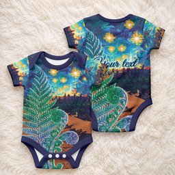 Personalised New Zealand Matariki Art Star Baby Onesie Koru Fern Night Starry Sky