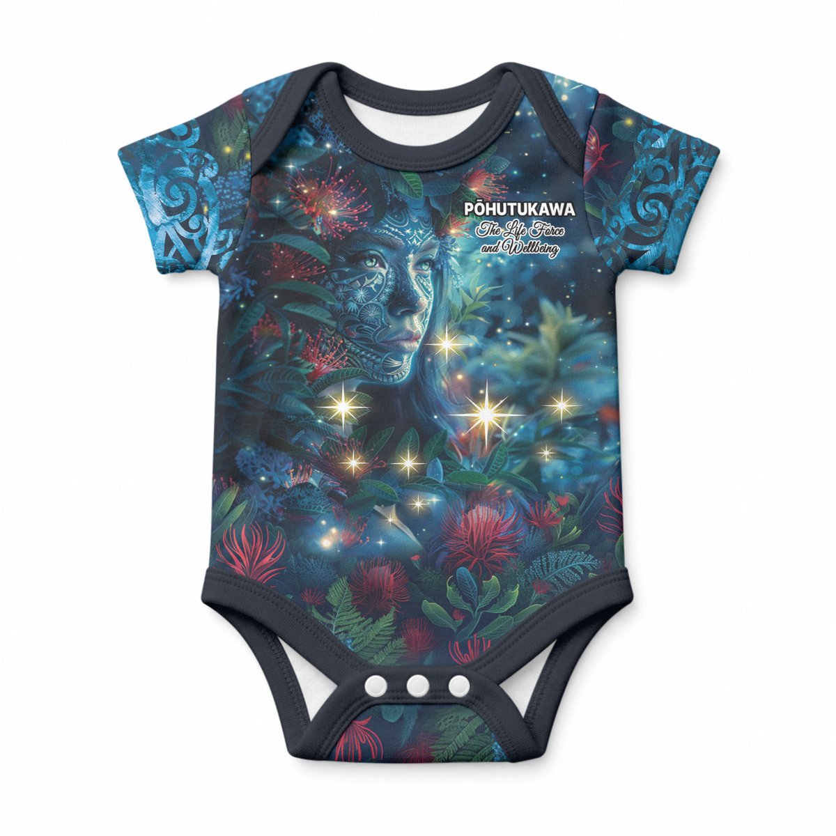 New Zealand Matariki Pohutukawa Baby Onesie Te Mauri te Ora