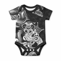 Personalised New Zealand Potae Pango Cricket Baby Onesie Special Maori Hei Tiki Tribal Tattoo