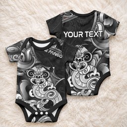 Personalised New Zealand Potae Pango Cricket Baby Onesie Special Maori Hei Tiki Tribal Tattoo