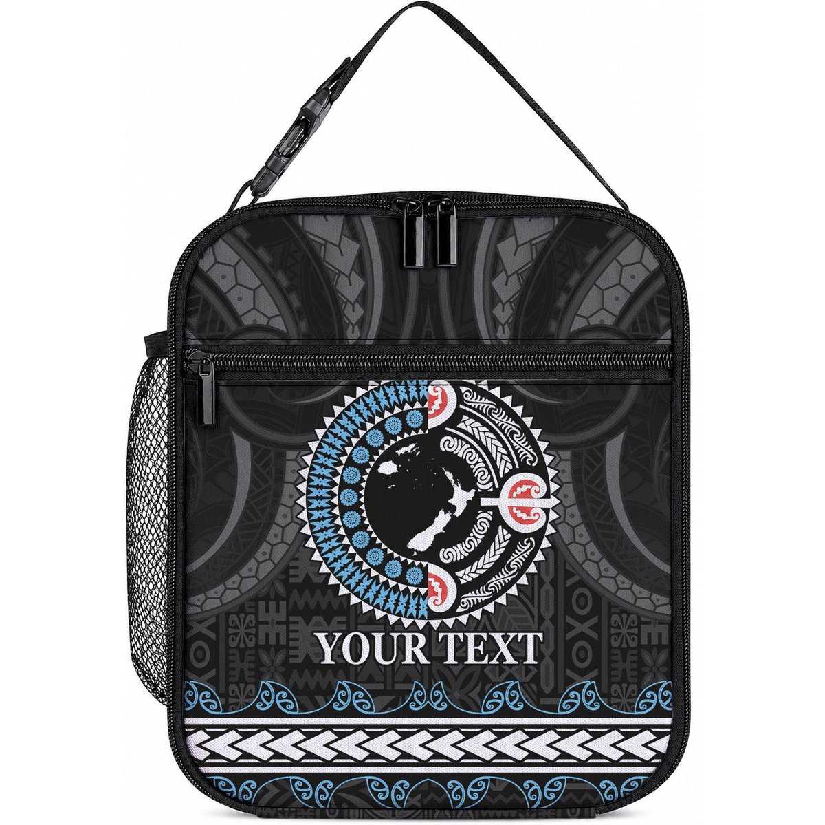 Custom Fiji and New Zealand Lunch Bag Maori Fern Mix Tapa Tribal Unique
