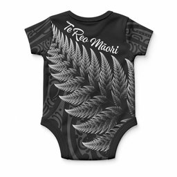 New Zealand Te Reo Māori Baby Onesie Simple Black Fern