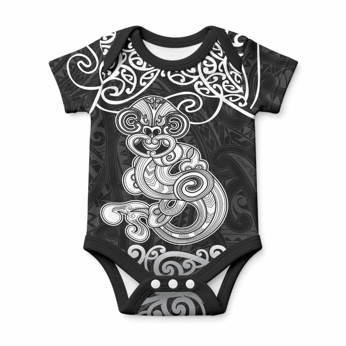 Te Reo Maori Tiki Inspired Art Baby Onesie