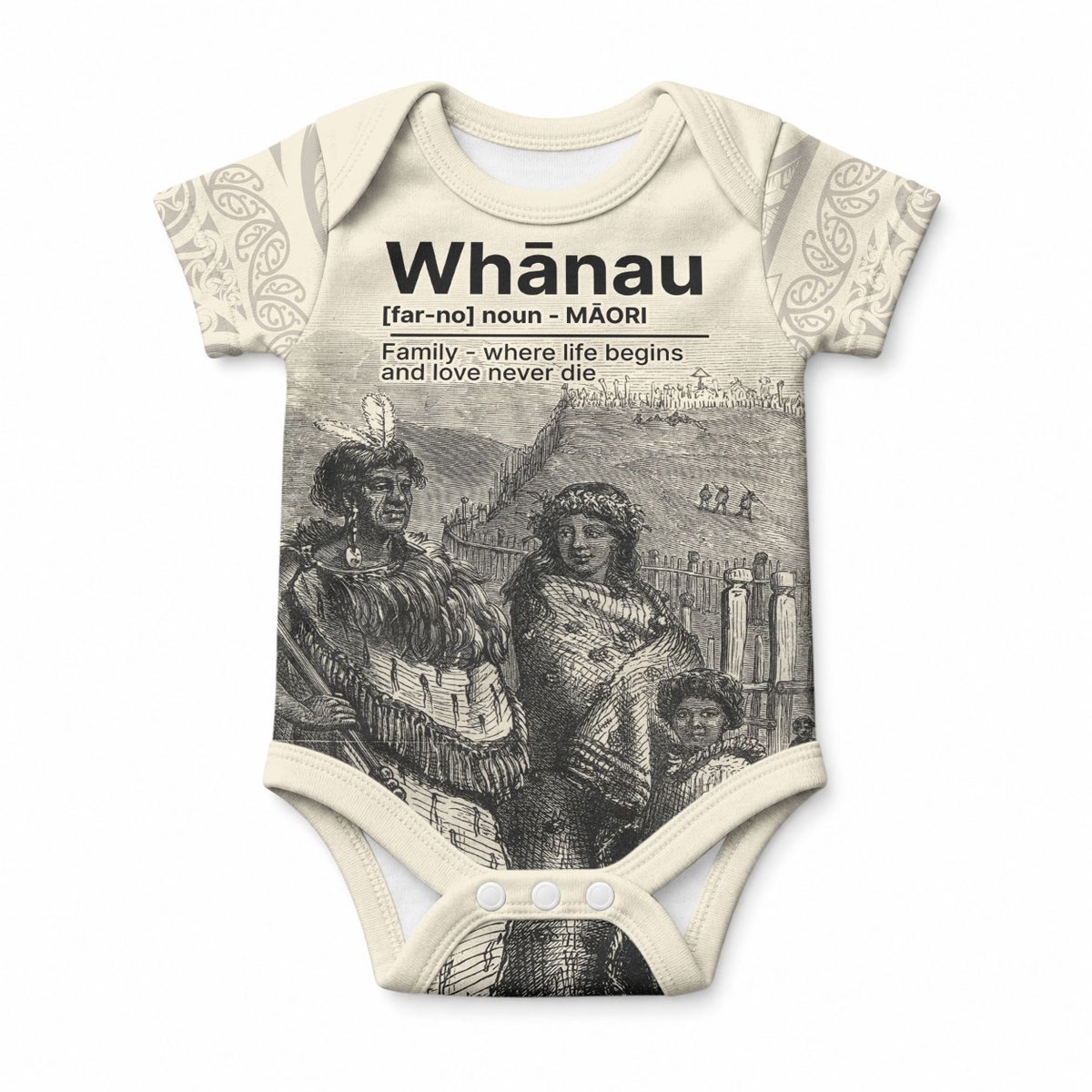 Whanau Maori Language Baby Onesie Te Reo Maori Inspired Art