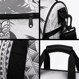 Custom Fiji Black Fern Duffle Bag Maori Warrior with Fijian Masi Pattern