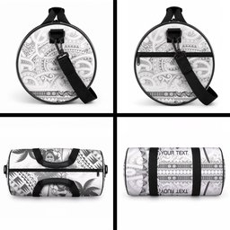 Custom Fiji Black Fern Duffle Bag Maori Warrior with Fijian Masi Pattern