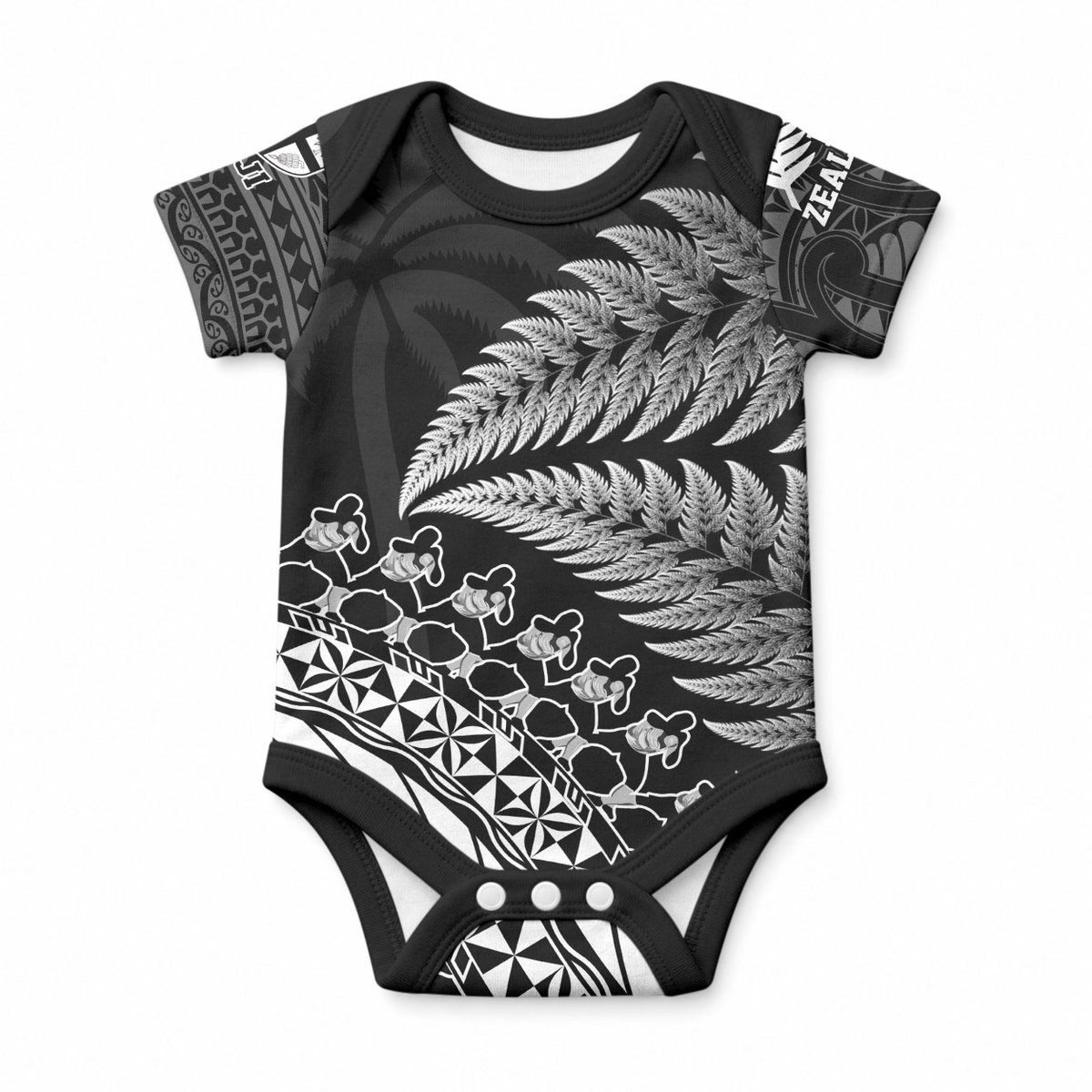 Custom Fiji New Zealand Maori Rugby Baby Onesie Cibi Dance with Black Fern