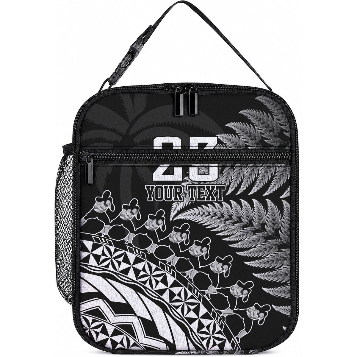 Custom Fiji New Zealand Maori Rugby Lunch Bag Cibi Dance with Black Fern
