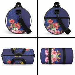 Personalised Tokelau Tropical Hibiscus Duffle Bag With Polynesian Plumeria Tattoo