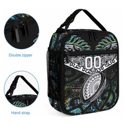 Custom New Zealand Lunch Bag Maori Rugby Tattoo Papua Shell