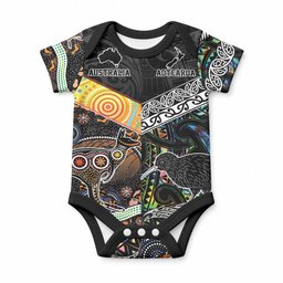 Personalised New Zealand and Australia Baby Onesie Maori Mix Aboriginal Art Style