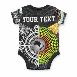 Personalised New Zealand and Australia Baby Onesie Maori Mix Aboriginal Art Style