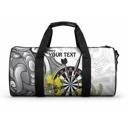 Personalised New Zealand Darts Duffle Bag Kowhai Floral with Maori Tattoo
