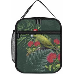 Meri Kirihimete Kakapo Lunch Bag Green Silver Fern Christmas Vibe