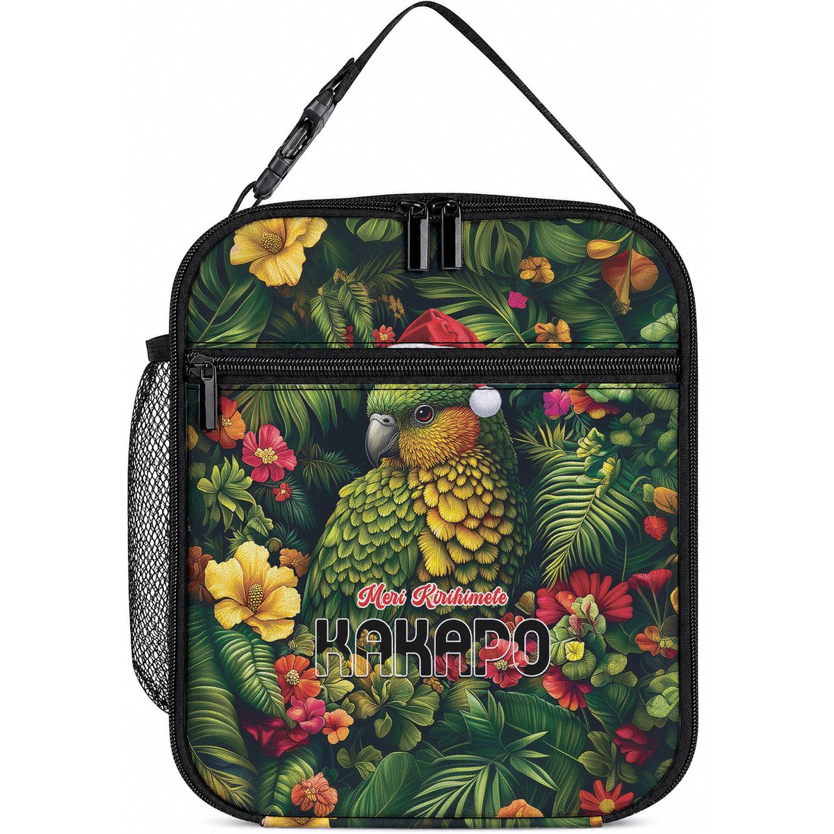 Meri Kirihimete Kakapo Lunch Bag New Zealand Christmas with Tropical Vibe