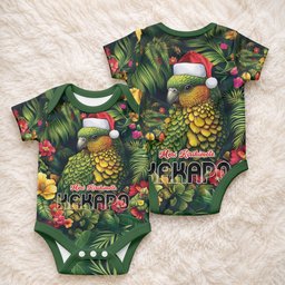 Meri Kirihimete Kakapo Baby Onesie New Zealand Christmas with Tropical Vibe
