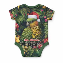 Meri Kirihimete Kakapo Baby Onesie New Zealand Christmas with Tropical Vibe