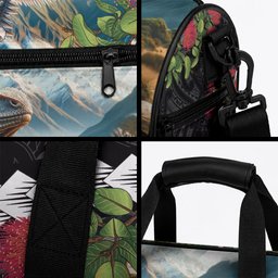 Meri Kirihimete Tuatara Duffle Bag New Zealand Fern with Puhutukawa Flowers