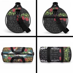 Meri Kirihimete Tuatara Duffle Bag New Zealand Fern with Puhutukawa Flowers