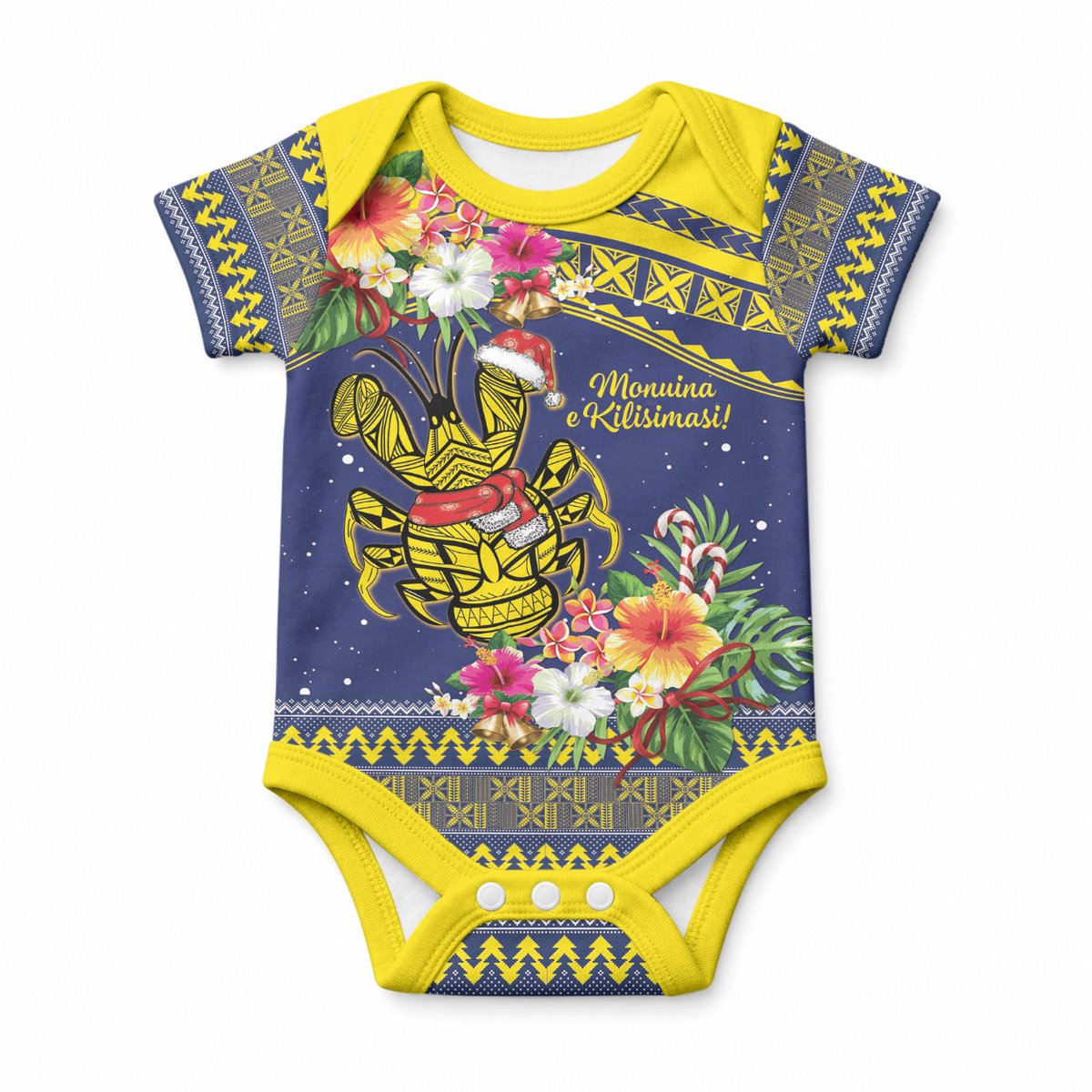 Monuina e Kilisimasi Niue Christmas Baby Onesie Niuean Tribal Pattern