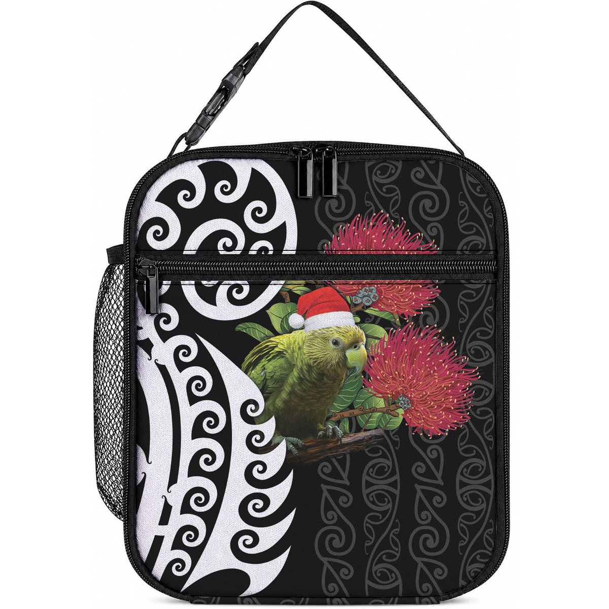 New Zealand Kakapo Christmas Lunch Bag Meri Kirihimete Pohutukawa Flowers