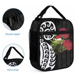 New Zealand Kakapo Christmas Lunch Bag Meri Kirihimete Pohutukawa Flowers