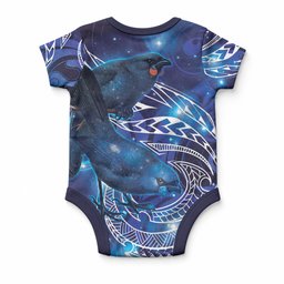 North Island Kokako and South Island Kokako Baby Onesie New Zealand Native Bird with Galaxy Vibe