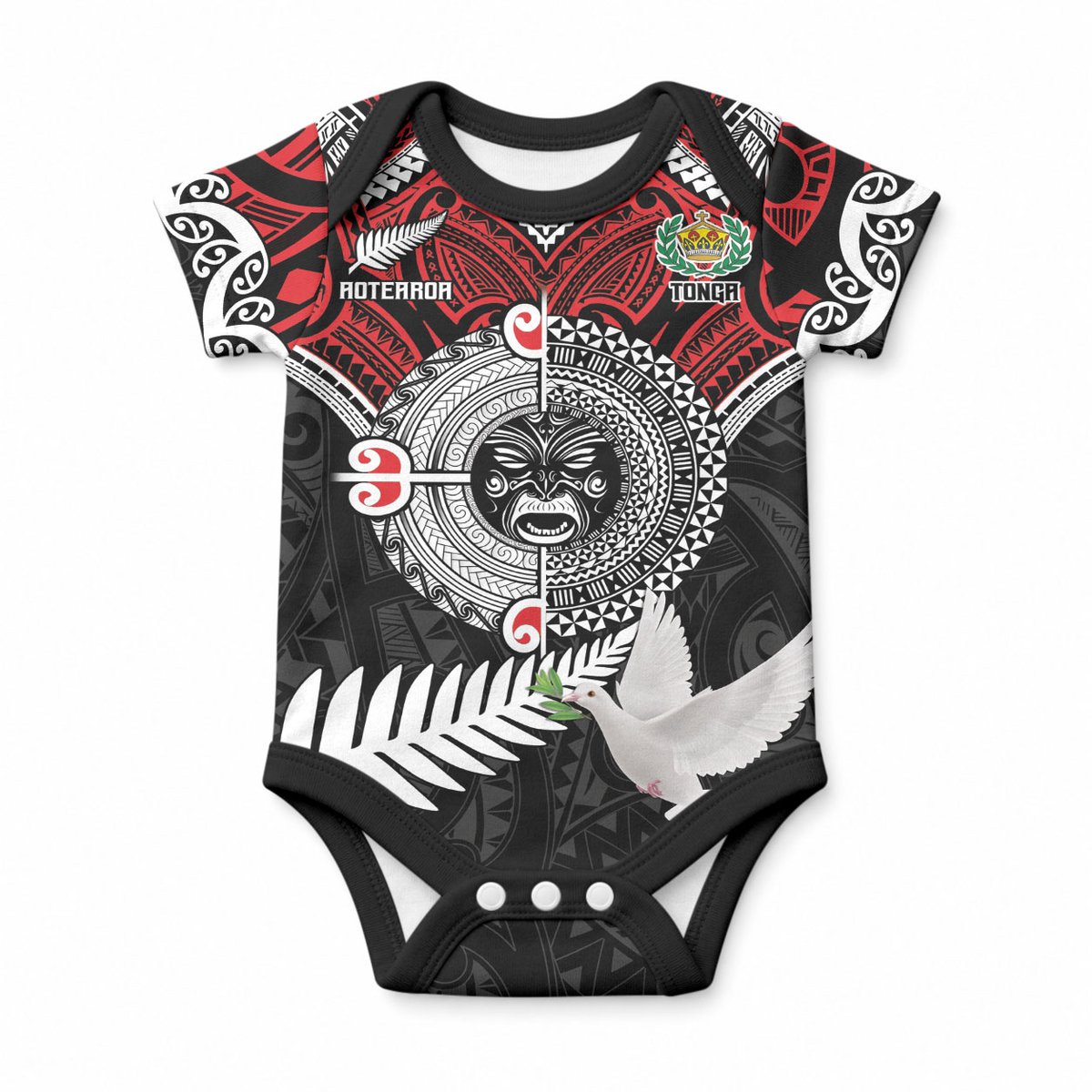 Aotearoa and Tonga Mo Te Tiriti Baby Onesie New Zealand Honour The Treaty Ake!Ake!Ake!