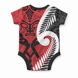 Silver Fern Koru Swirls with Maori Ta Moko Baby Onesie