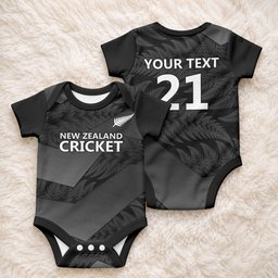 New Zealand Cricket Custom Baby Onesie Potae Pango Black Fern Pattern