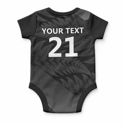 New Zealand Cricket Custom Baby Onesie Potae Pango Black Fern Pattern