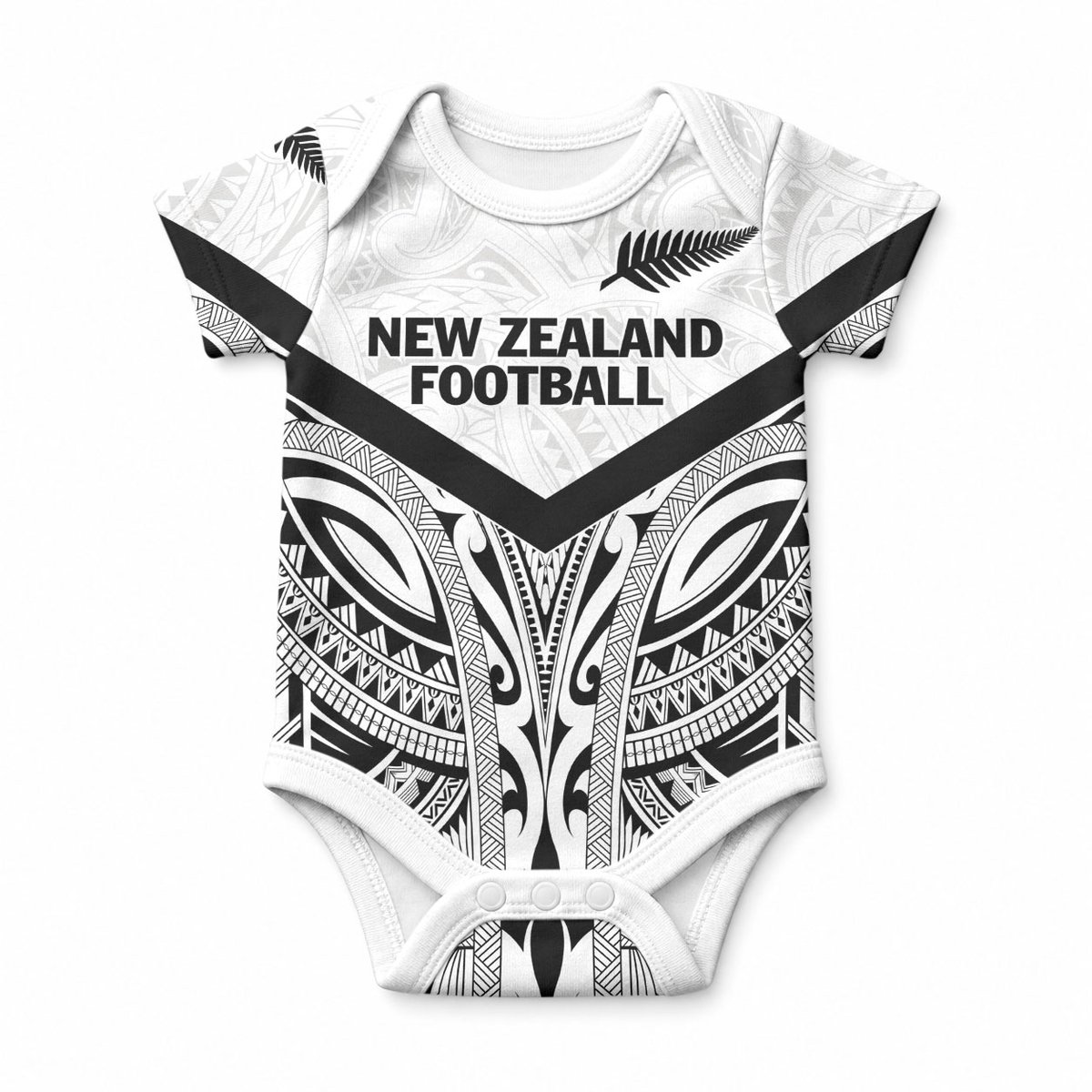 New Zealand Football Custom Baby Onesie All White Fern Go Champions