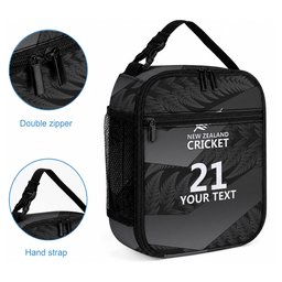 New Zealand Cricket Custom Lunch Bag Potae Pango Black Fern Pattern