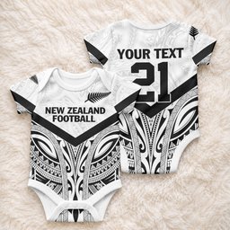 New Zealand Football Custom Baby Onesie All White Fern Go Champions