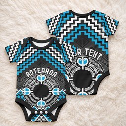 Personalised Aotearoa Niho Taniwha Motif Baby Onesie Blue Style
