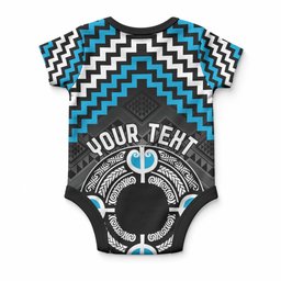 Personalised Aotearoa Niho Taniwha Motif Baby Onesie Blue Style