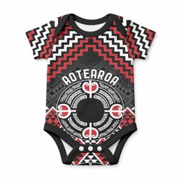 Personalised Aotearoa Niho Taniwha Motif Baby Onesie Red Style