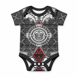 Black Aotearoa Taniko Motif Baby Onesie Vintage Maori New Zealand Tribal Art Pattern