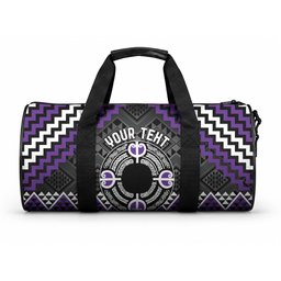 Personalised Aotearoa Niho Taniwha Motif Duffle Bag Violet Style