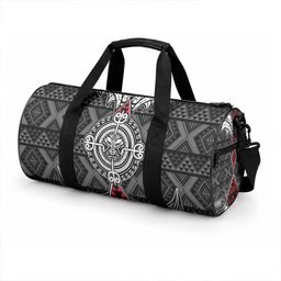Black Aotearoa Taniko Motif Duffle Bag Vintage Maori New Zealand Tribal Art Pattern