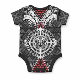 Black Aotearoa Taniko Motif Baby Onesie Vintage Maori New Zealand Tribal Art Pattern