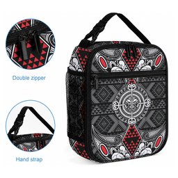 Black Aotearoa Taniko Motif Lunch Bag Vintage Maori New Zealand Tribal Art Pattern