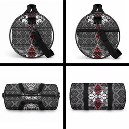 Black Aotearoa Taniko Motif Duffle Bag Vintage Maori New Zealand Tribal Art Pattern