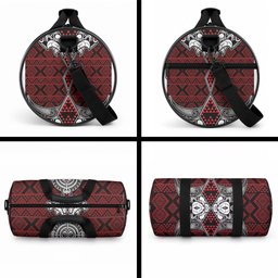 Red Aotearoa Taniko Motif Duffle Bag Vintage Maori New Zealand Tribal Art Pattern