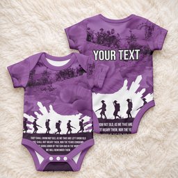 Anzac Day Gallipoli Personalised Baby Onesie Purple Poppy Flowers