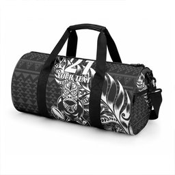 New Zealand Maori Rugby Warrior Custom Duffle Bag Black Fern Taniko Motif